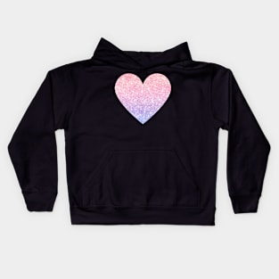 Light Pink and Purple Ombre Faux Glitter Heart Kids Hoodie